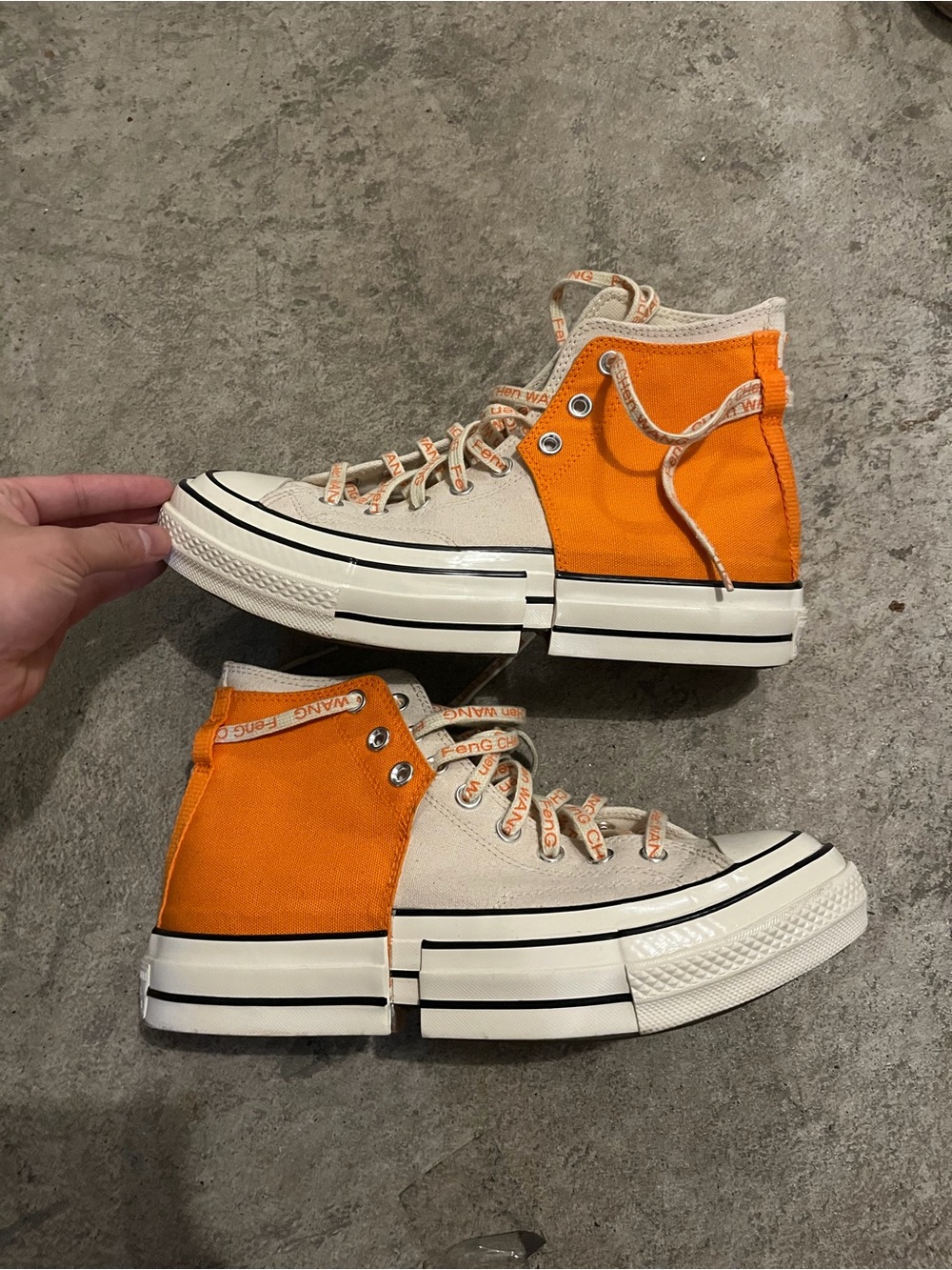 Converse X feng Cheng wang High Top chunky Sneakers in Orange and Cream size 8.5